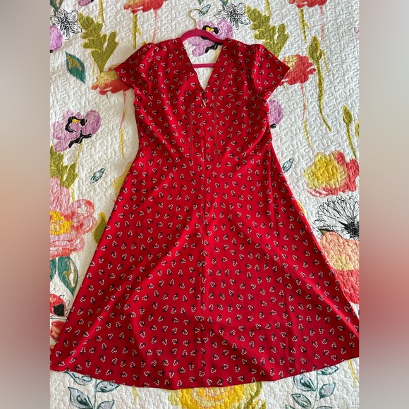 Draper James Red Floral V-Neck Dress - Picture 2 of 3